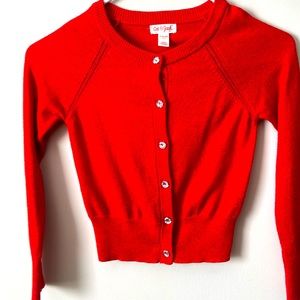 Girls 6x Red Button Up Cardigan Sweater Cat & Jack